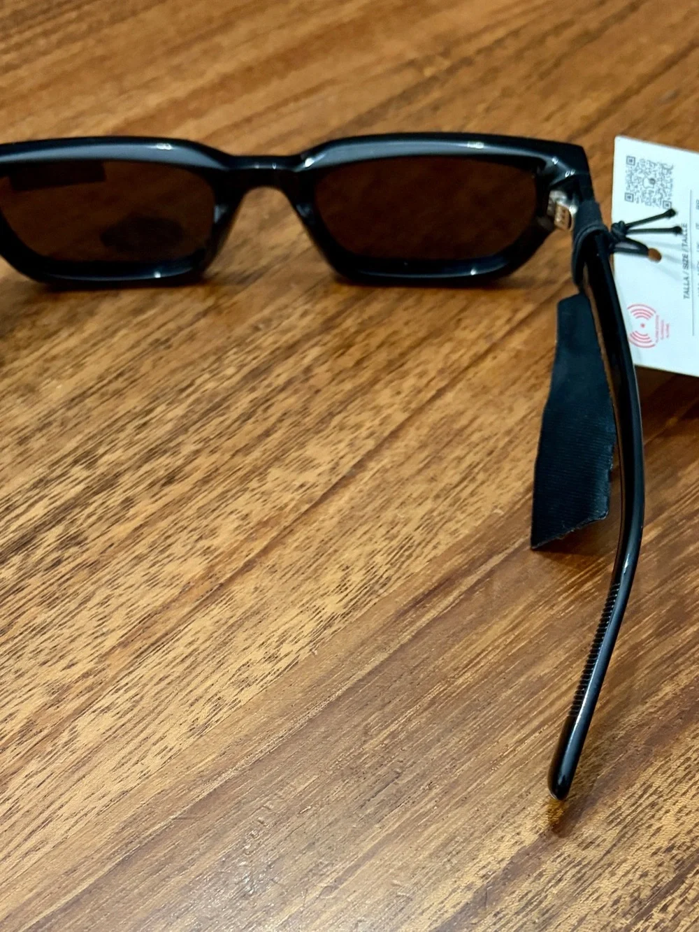 ZARA Men's Rectangular Acetate Polarized Sunglasses Black NWT